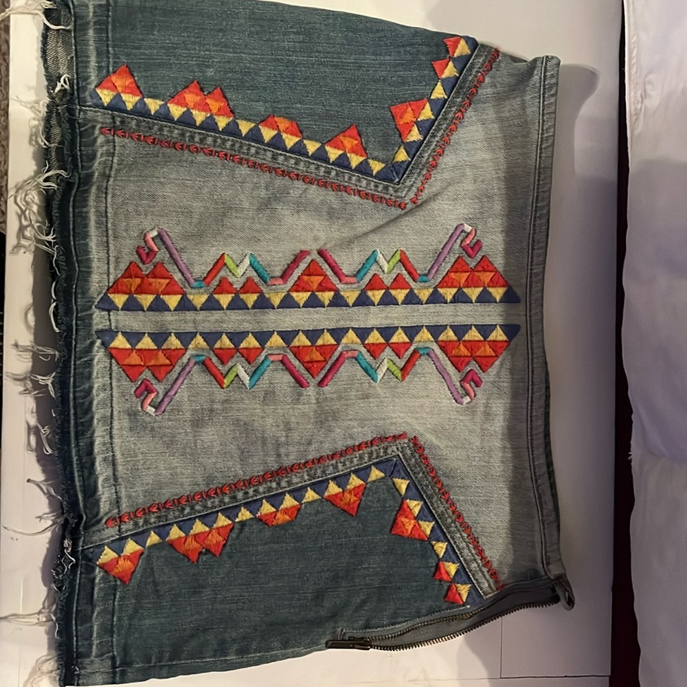 Free People embellished denim skirt